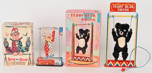 TEDDY BEAR SWING & LOOP THE LOOP CLOWN w/ BOX