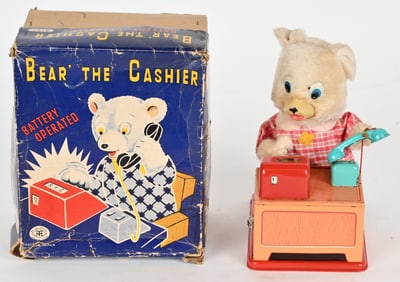 JAPAN BATTERY OP BEAR THE CASHIER w/ BOX