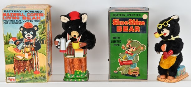 2- JAPAN BATTERY OP BEARS w/ BOXES