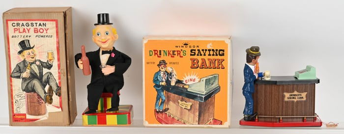 JAPAN BATTERY OP DRINKER BANK & PLAYBOY w/ BOXES