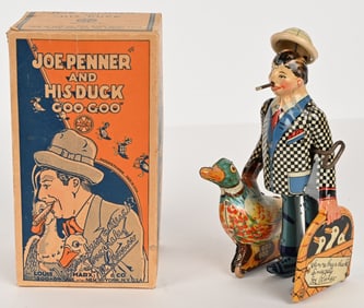 MARX TIN WINDUP JOE PENNER & DUCK w/ BOX