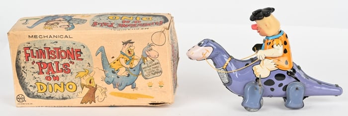 MARX TIN WINDUP FRED FLINTSTONE ON DINO w/ BOX