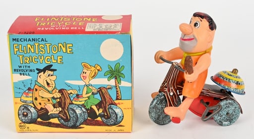 MARX TIN WINDUP FRED FLINTSTONE TRICYCLE w/ BOX