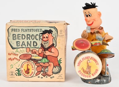 MARX BATTERY OP FRED FLINTSTONE BEDROCK BAND w/BOX