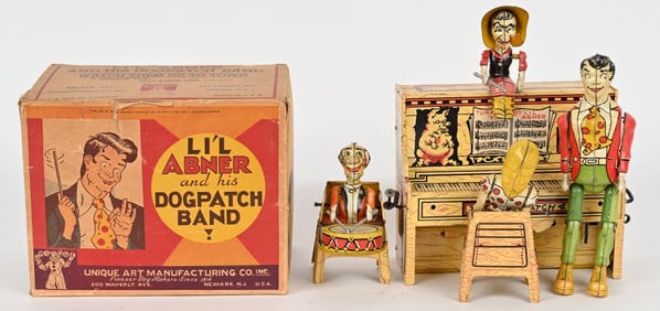UNIQUE ART WINDUP LIL ABNER DOGPATCH BAND w/ BOX