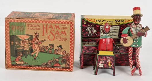STRAUSS TIN WINDUP HAM & SAM BAND w/ BOX