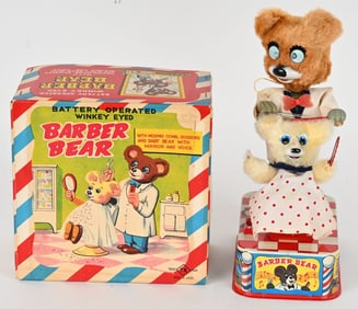JAPAN BATTERY OP BARBER BEAR w/ BOX