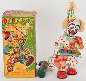 JAPAN BATTERY OP BLINKY THE CLOWN XYLOPHONE BOX