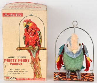 ROSKO BATTERY OP PRETTY PEGGY PARROT w/ BOX
