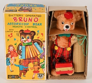 JAPAN BATTERY OP BRUNO ACCORDIAN BEAR w/ BOX