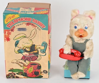JAPAN BATTERY OP TELEPHONE RABBIT w/ BOX