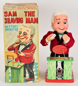 JAPAN BATTERY OP SAM THE SHAVING MAN w/ BOX