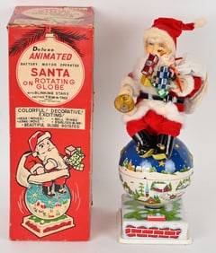 JAPAN BATTERY OP SANTA CLAUS ON GLOBE w/ BOX