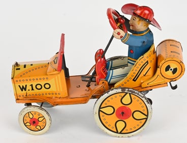 JAPAN TIN WINDUP W100 TRICKY CRAZY CAR