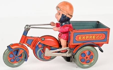 PRE-WAR JAPAN TIN & CELLULOID EXPRESS MOTORCYCLE