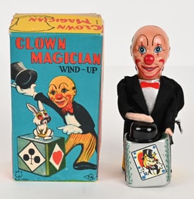 NOMURA TIN WINDUP CLOWN MAGICIAN w/ BOX