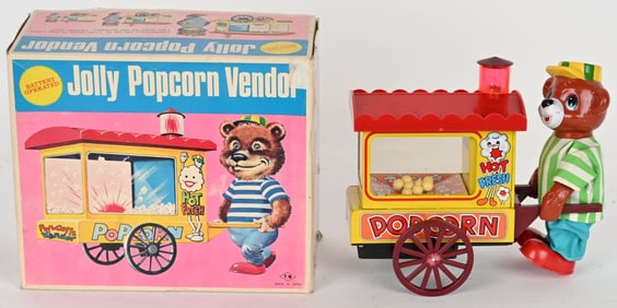 JAPAN BATTERY OP JOLLY POPCORN VENDOR w/ BOX