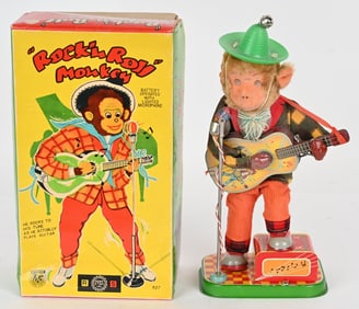 JAPAN BATTERY OP ROCK N ROLL MONKEY w/ BOX