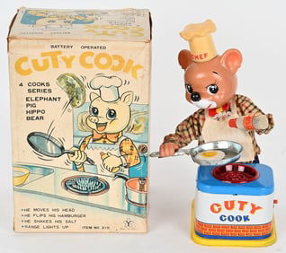 JAPAN BATTERY OP CUTY COOK BEAR w/ BOX