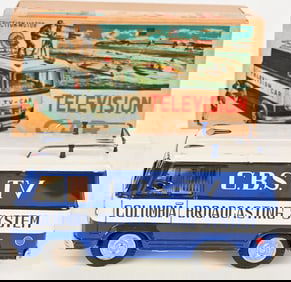 MARUSAN TIN FRICTION CBS TV CAR w/ BOX