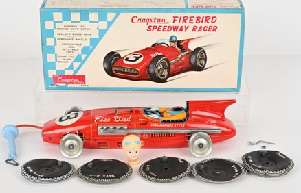 JAPAN TIN FRICTION FIREBIRD SPEEDWAY RACER w/ BOX