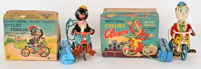 JAPAN BATTERY OP CYCLIST PENGUIN & CLOWN