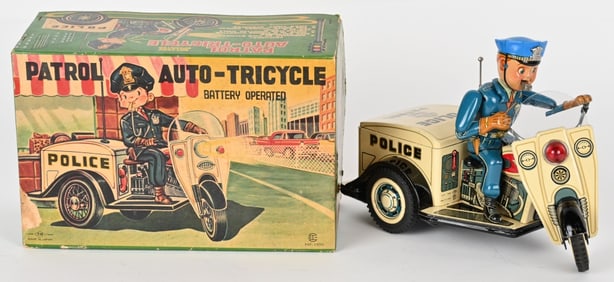 JAPAN BATTERY OP PATROL AUTO TRICYCLE w/ BOX