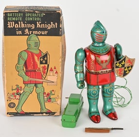 MT BATTERY OP WALKING KNIGHT IN ARMOUR w/ BOX