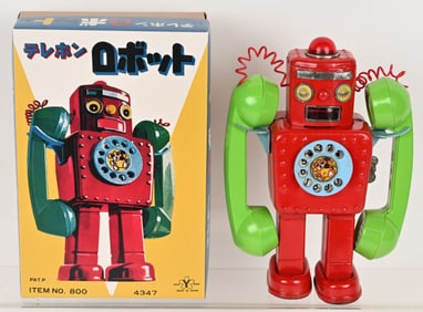 YONEZAWA TIN WINDUP WINKY TELEPHONE ROBOT