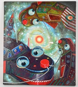 ORIGINAL SPACE WHALE ROBOT PAINTING By NICHOLS