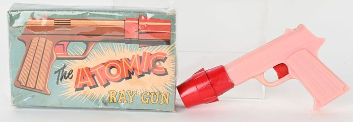 ENGLAND BATTERY OP ATOMIC RAY GUN w/ BOX