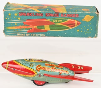 JAPAN TIN FRICTION SPARKLING SPACE RANGER w/ BOX
