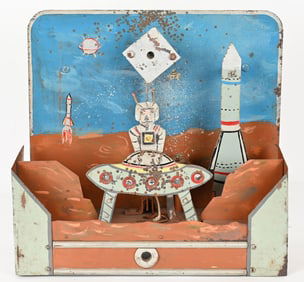 50s ROBOT IN UFO CARNIVAL SHOOTING GALLERY TARGET