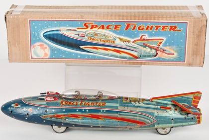 K OKADA TIN FRICTION SPACE FIGHTER XY-105 w/ BOX