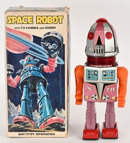 NOMURA BATTERY OP TULIP HEAD SPACE ROBOT w/ BOX