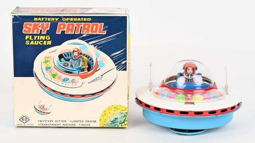 YOSHIYA BATTERY OP SKY PATROL FLYING SAUCER w/BOX