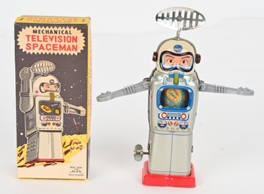 ALPS TIN WINDUP TELEVISON SPACEMAN w/ BOX