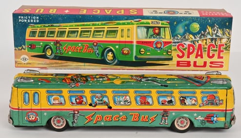 JAPAN TIN FRICTION SPACE BUS w/ ROBBY ON ROOF