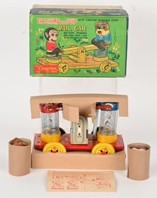CRAGSTAN BATTERY OP CHIMP & PUP RAIL CAR w/ BOX