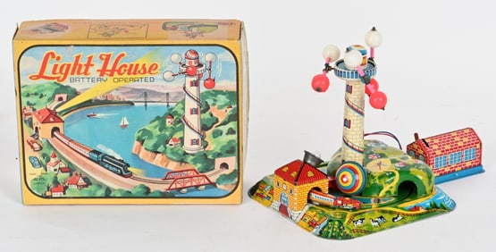 JAPAN BATTERY OP LIGHT HOUSE w/ BOX