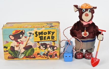 JAPAN BATTERY OP SMOKY BEAR w/ BOX