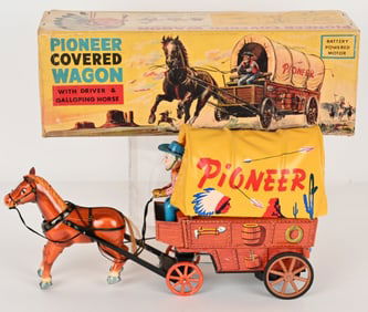 JAPAN BATTERY OP PIONEER COVERED WAGON w/ BOX