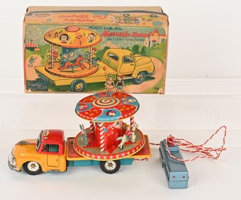 JAPAN BATTERY OP MERRY GO ROUND TRUCK w/ BOX