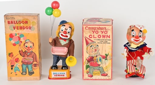 2- JAPAN BATTERY OPERATED CLOWNS w/ BOXES