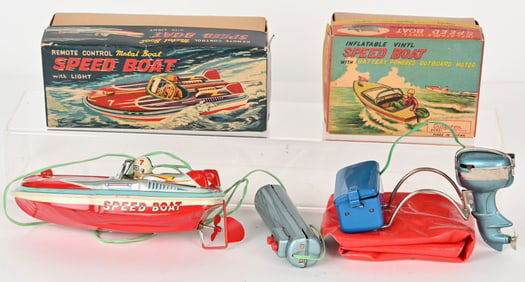 2- JAPAN BATTERY OP SPEEDBOATS w/ BOXES