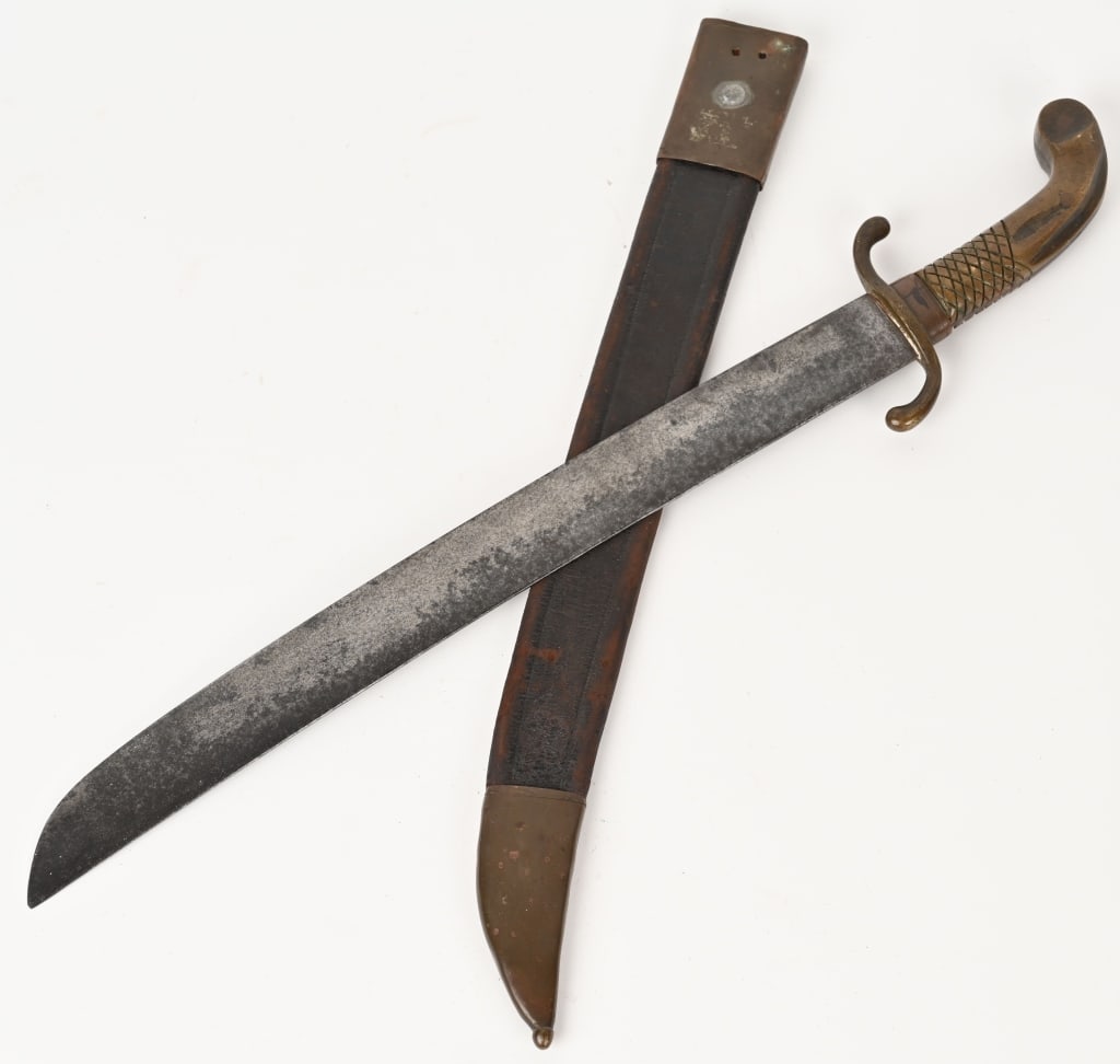 EUROPEAN BRASS HILTED SHORT SWORD WITH SCABBARD