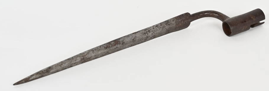REVOLUTIONARY WAR US SOCKET BAYONET: Circa 1775-1783 Socket Bayonet that is American Made measuring 16 inches overall with a 11 3/4 inch flat blade. Excellent.