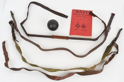 WWII NAZI GERMAN LOT BRING HOME PAPERS STRAPS BOOK