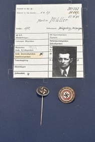 WWII NAZI GERMAN GOLDEN PARTY PIN & SS STICKPIN