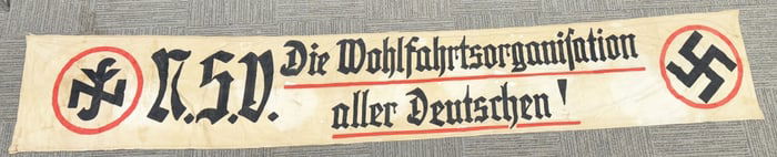 WWII NAZI GERMAN NSV NSDAP LARGE BANNER WW2